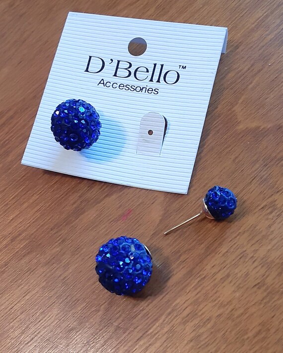 ヴィンテージ D'Bello ブルービーズ球形イヤリング - Etsy 日本