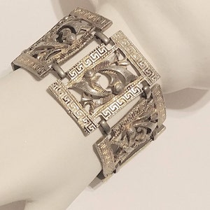 Bracelet Pulsera 916 Sterling Silver Russian Repousse Flower Panel Links Circa 1980s Vintage Jewelry Vendimia Joyeria Yours, Occasionally image 5