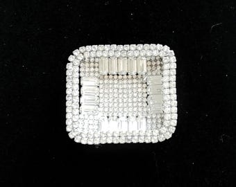 Art Deco Rhinestone Brooch: Vintage Wedding Jewelry Gift
