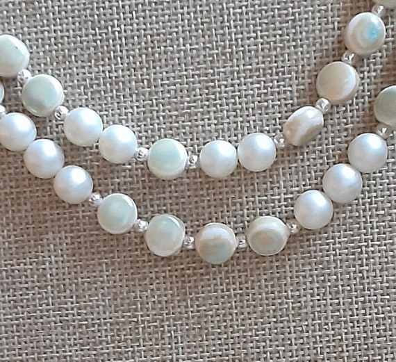 Faux Pearl and Faux MOP Necklace Collar Silver To… - image 5