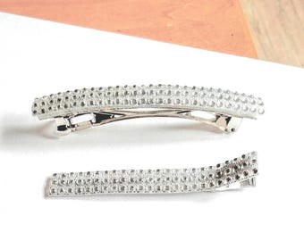 Horquilla plateada brillante: Pinza para el cabello de boda hecha a mano, joyería nupcial