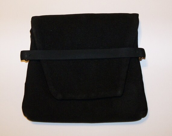 Black Clutch Purse Handbag 1940s Signed HL USA Vi… - image 3