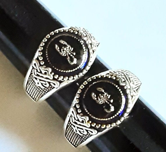 Scorpion Ring Scorpios Black Onyx Gemstone Sterling Silver Etsy