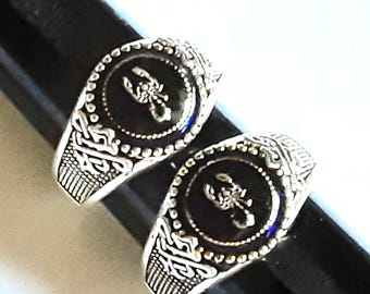 Scorpion Ring Scorpios Black Onyx Gemstone Sterling Silver Band US Sz 8.25 and 9.25 Vintage Jewelry Gifts for Him Yours, Occasionally