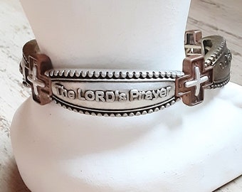 The Lords Prayer Stretch Bracelet Silver Tone and Copper Tone Vintage Jewelry Yours, Occasionally