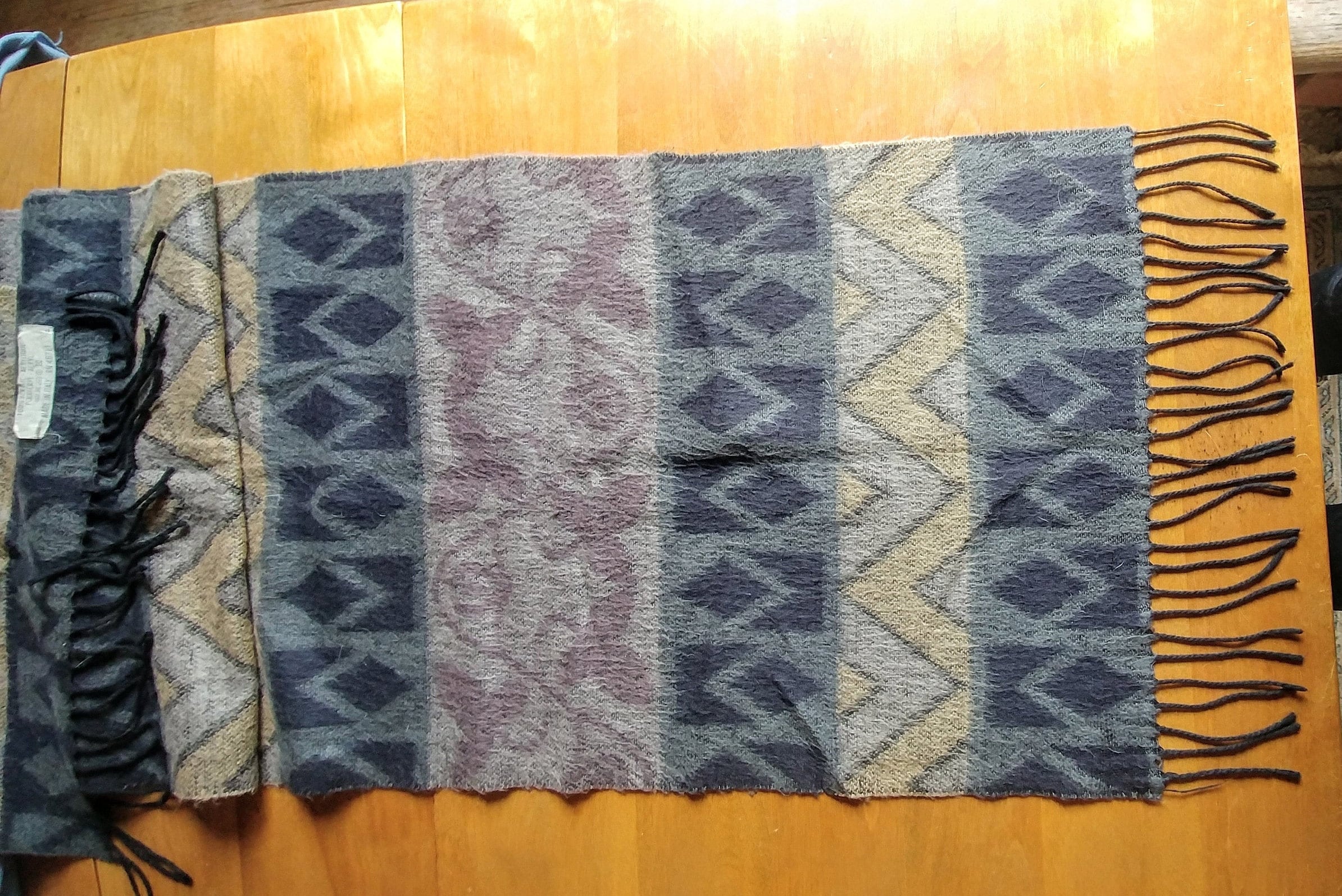 Winter Scarf Acrylic Yarn Stripe Pattern in Grays Ivory Black Made in Italy Vintage 1990s Fathers Day Gift for Him Yours, Occasionally