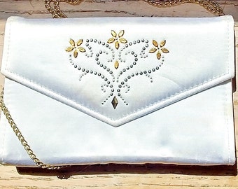 Decorated Purse Bolso White Clutch Bride Wedding Bridal Party Prom Flower Girl Handbag Gift