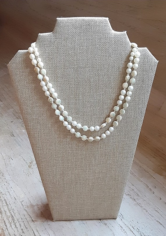 Faux Pearl and Faux MOP Necklace Collar Silver To… - image 6
