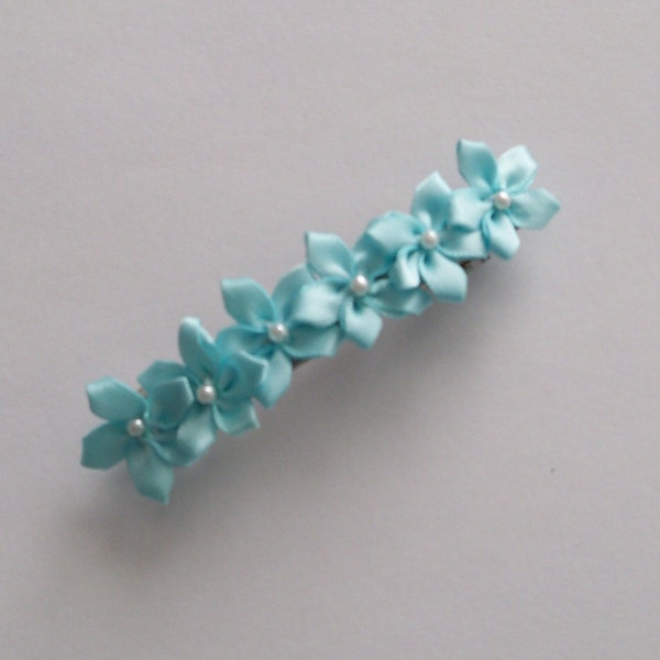 Flower Barrette Pale Teal Aqua Wedding Bridal Party Bridesmaid Flower Girl Gift Guide Women Girls