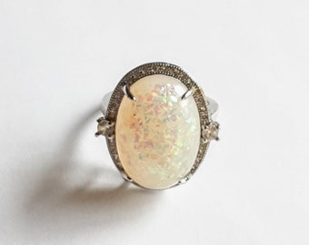 ON HOLD for Kk Confetti Glitter Ring 925 Sterling Mounting US Size 9 Vintage Jewelry Yours, Occasionally