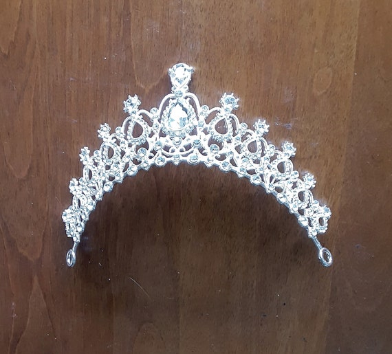 Vintage Rhinestone Tiara Silver Bridal Crown Pageant Prom Costume Small Round Tiara Hair Crown Rhinestone Wedding Headpiece  main image 4