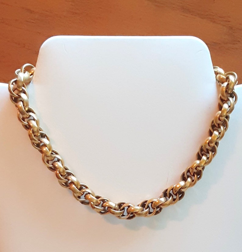 Rope Chain Necklace Collar Choker Gold Tone Bold Etsy