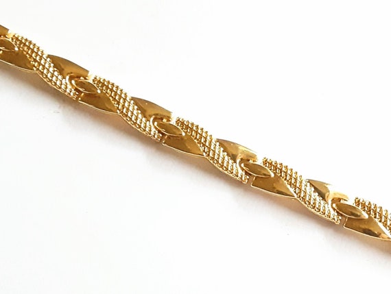 X Links Bracelet Pulsera Gold Tone Reversible Red… - image 4