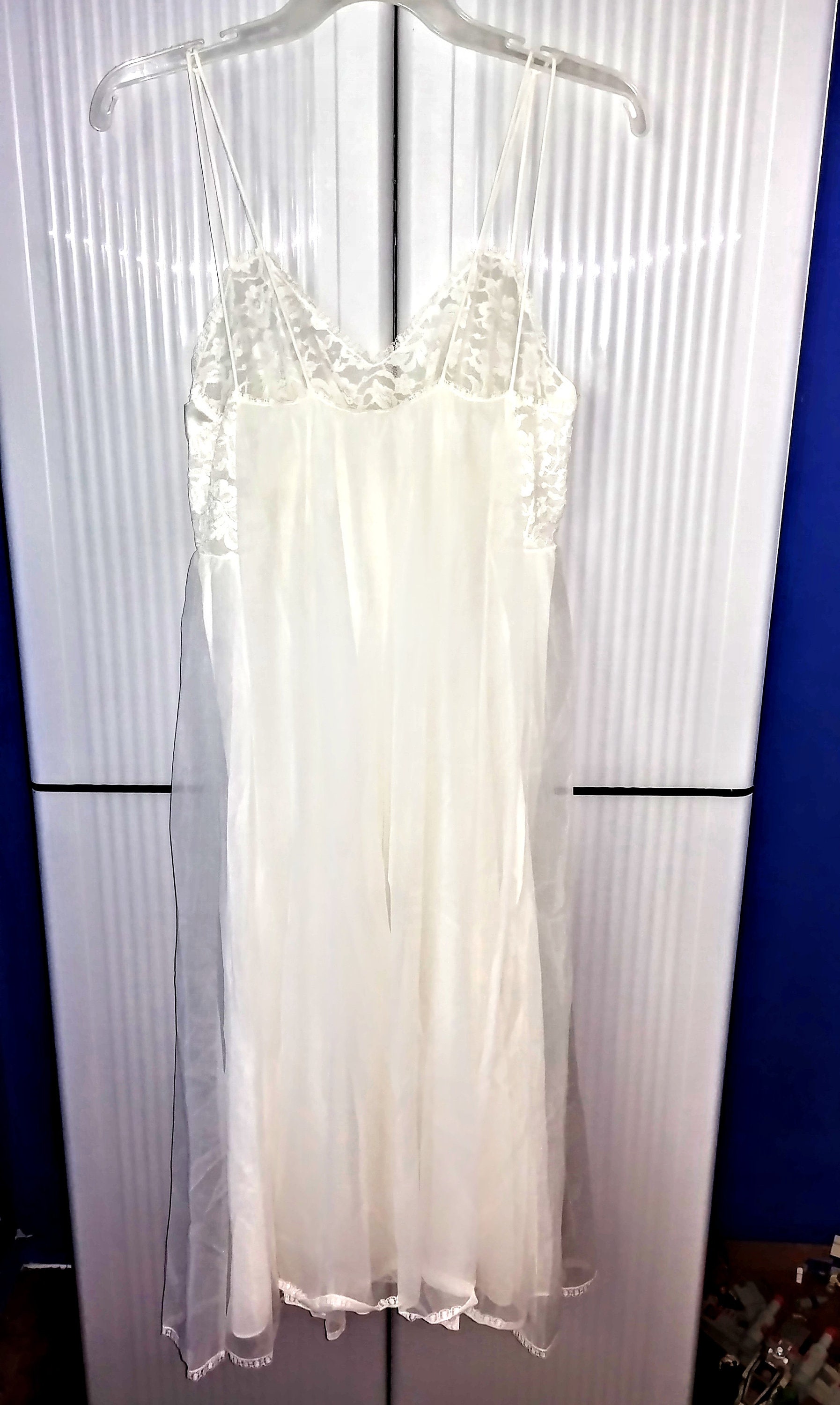 Vanity Fair Nightgown Lingerie Ivory Lacy Top Spaghetti Straps | Etsy