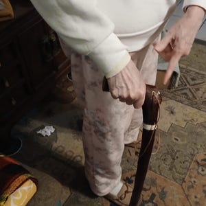 Hand Carved Wood Cane: Left Handed Emmaus Walking Stick, Cosplay Prop image 10