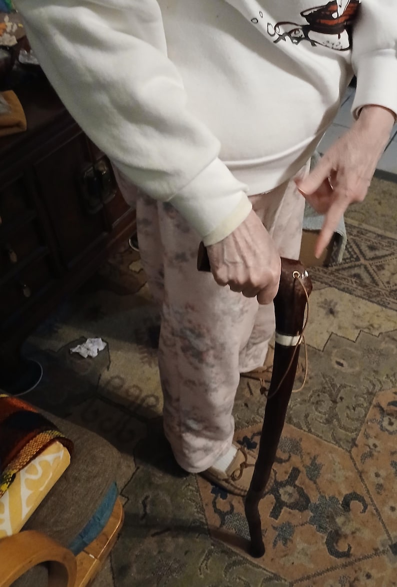 Hand Carved Wood Cane: Left Handed Emmaus Walking Stick, Cosplay Prop image 10