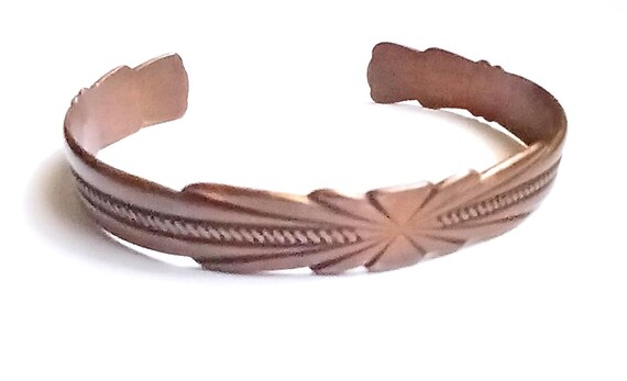 Hallmarked Solid Copper Bracelet Sunburst Design … - image 4