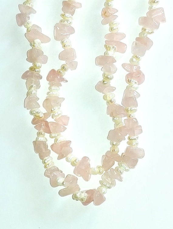 Necklace Collar Rose Quartz Freshwater Pearls One 