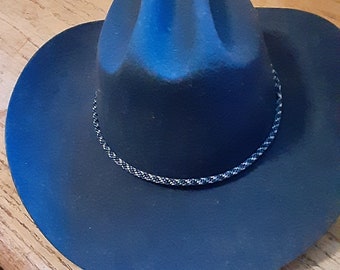 Hatband Blues and Silver Kumihimo Braiding Cowboy Cowgirl Handmade Hat Jewelry Horse Show Attire Yours, Occasionally