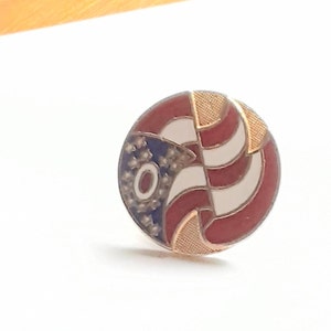 Vintage American Flag Pin: Red, White, Blue & Gold Tone Brooch