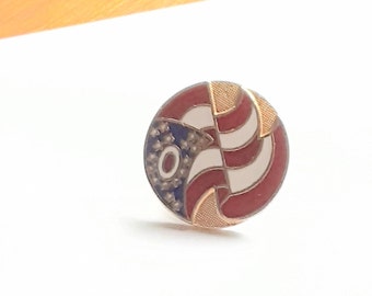 Flag Scatter Pin Brooch Broche Red White Blue Gold Tone Vintage Jewelry Vendimia Joyeria Yours, Occasionally