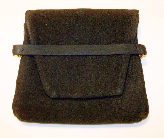 Black Clutch Purse Handbag 1940s Signed HL USA Vi… - image 1