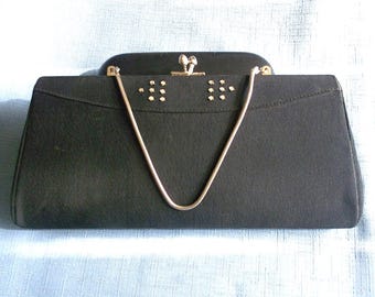 Vintage Black Rhinestone Clutch: Evening Bag, Bridal Party Purse