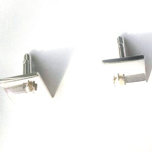 Swank Cuff Links Silver Tone Mens Vintage Jewelry Groom Groomsmen Mid Century Art Deco Fathers Day Gift for Men Yours, Occasionally