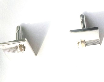 Swank Cuff Links Silver Tone Mens Vintage Jewelry Groom Groomsmen Mid Century Art Deco Fathers Day Gift for Men Yours, Occasionally