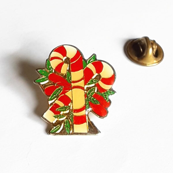 Candy Cane Christmas Scatter Pin Broche Émail sur ton or Stocking Stuffer vintage Bijoux Vôtre, Occasionnellement