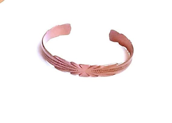 Hallmarked Solid Copper Bracelet Sunburst Design … - image 1