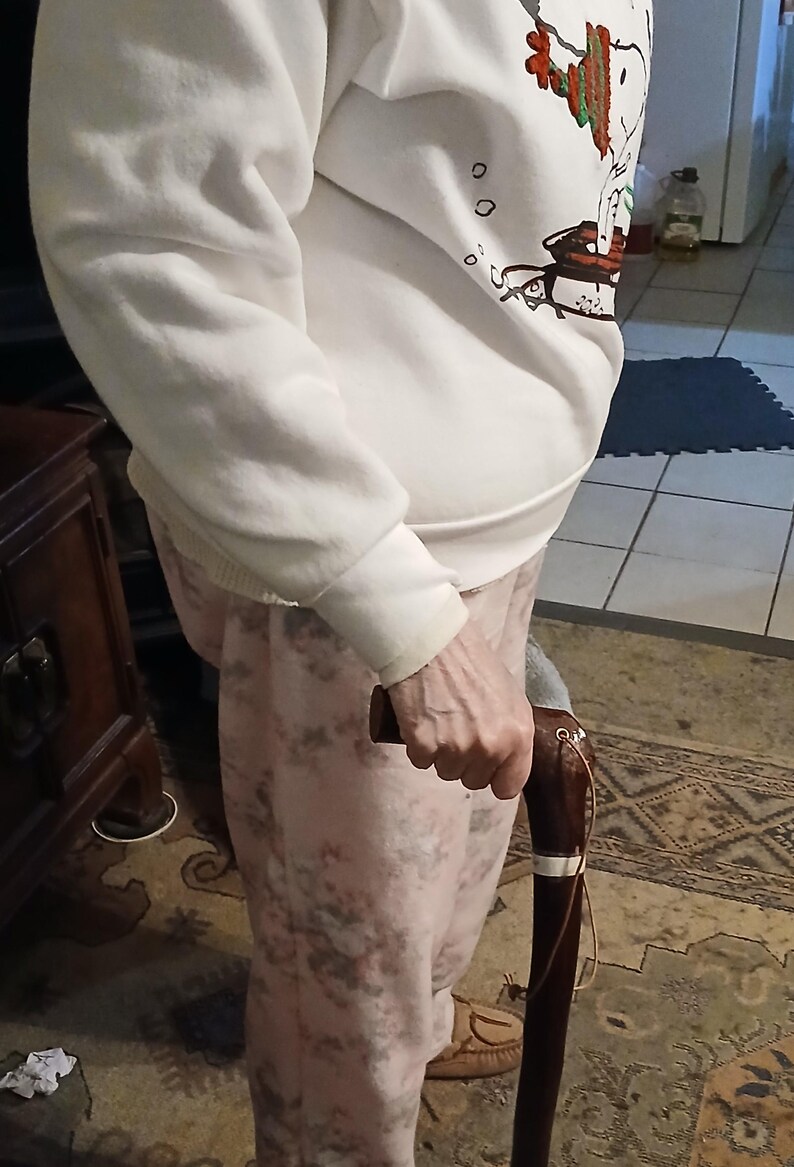 Hand Carved Wood Cane: Left Handed Emmaus Walking Stick, Cosplay Prop image 9