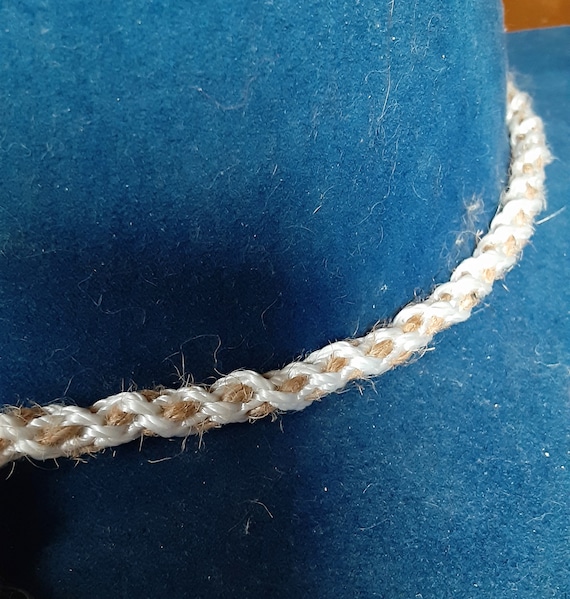 Handmade Kumihimo Braided Hatband: Beige & White Twine Cotton Jewelry