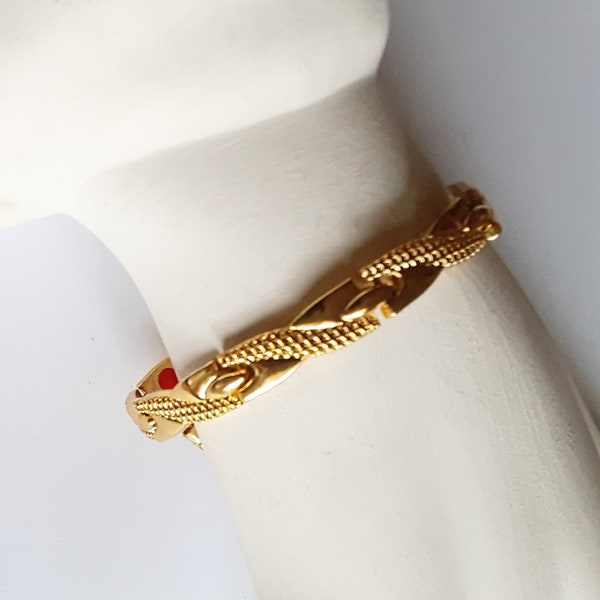 X Links Bracelet Pulsera Gold Tone Reversible Red White Black Silver Vintage Jewelry Vendimia Joyeria Yours, Occasionally