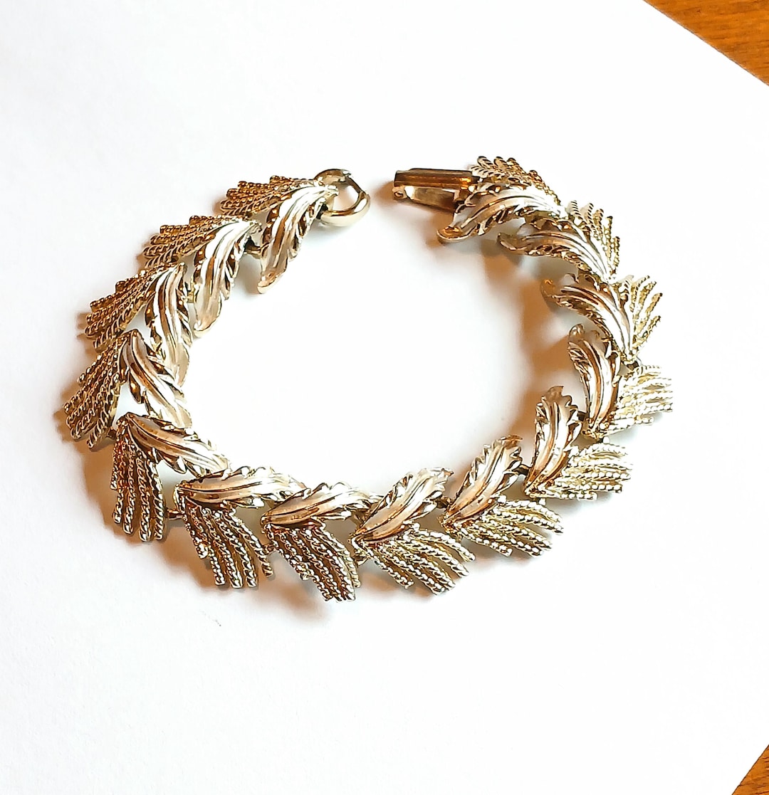 Vintage Judy Lee Leaf Bracelet: Gold & Silver Tone Panel Links - Etsy