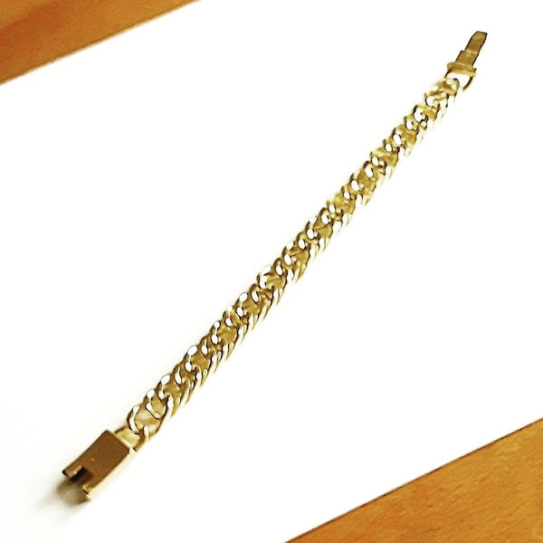 Mens Bracelet Pulsera Gold Tone Curb Chain Slide Lock Clasp Vintage Jewelry Vendimia Joyeria Yours, Occasionally