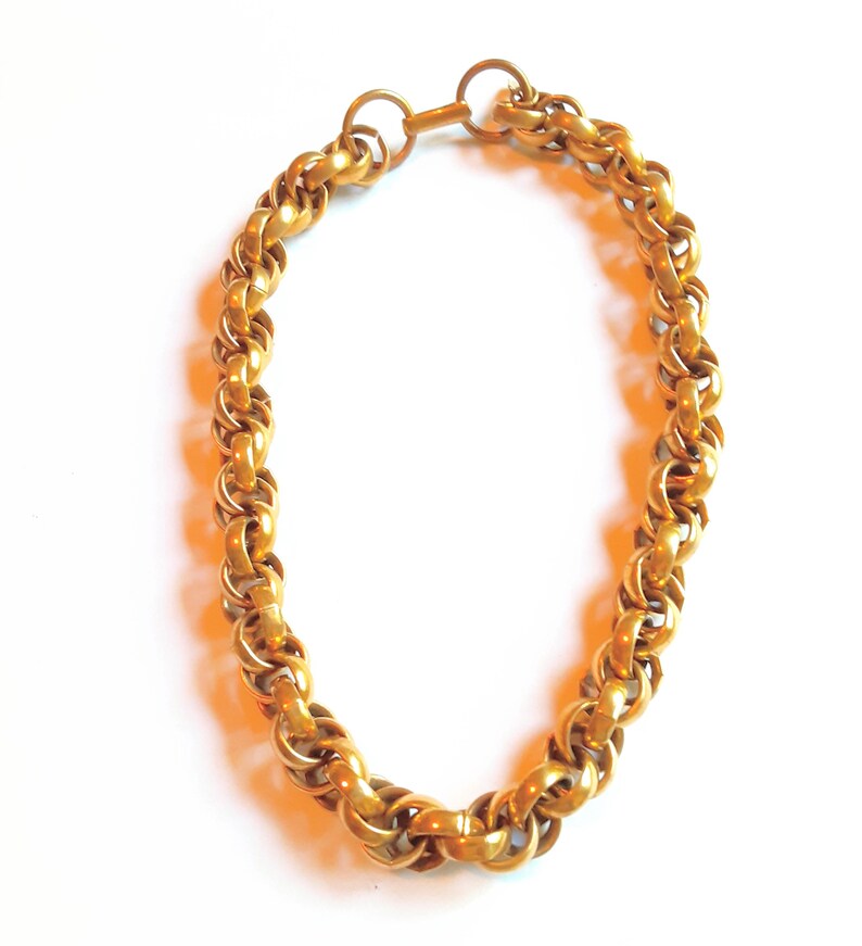 Rope Chain Necklace Collar Choker Gold Tone Bold Etsy
