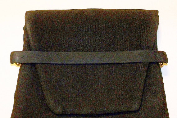 Black Clutch Purse Handbag 1940s Signed HL USA Vi… - image 7