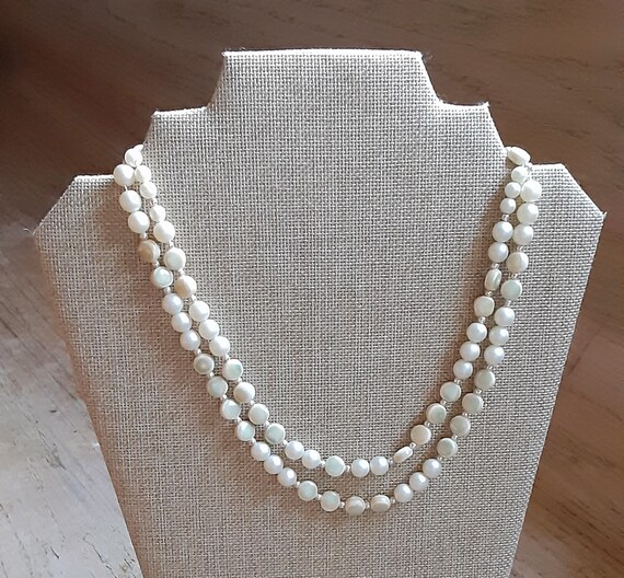 Faux Pearl and Faux MOP Necklace Collar Silver To… - image 7