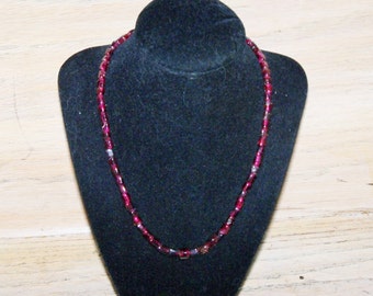 Necklace Collar Garnet Gemstone Beads Dark Red Fall Winter 1990s Vintage Jewelry Vendimia Joyeria Weddings Prom January Birthday