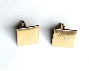 Swank Cuff Links Rectangular Geometric Gold Tone Metal Wedding Cufflinks Vintage Jewelry Groom Groomsmen Fathers Day Yours, Occasionally