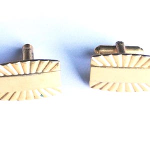 Vintage Speidel Cuff Links: Gold Tone Sunburst Design