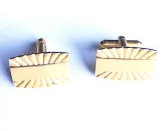 Speidel Cuff Links Gold Tone Sunburst Design Vintage Mens Jewelry Cufflinks Birthday Fathers Day Christmas Gifts Yours, Occasionally