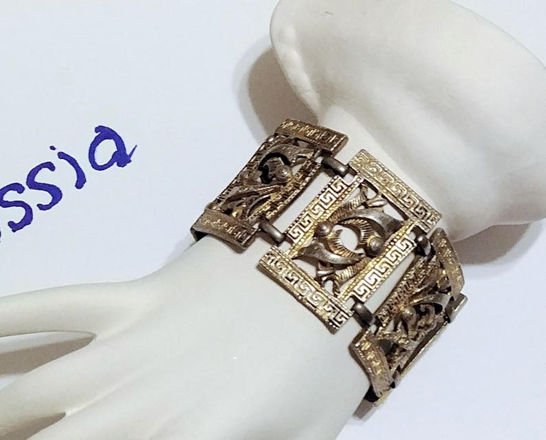 Bracelet Pulsera 916 Sterling Silver Russian Repousse Flower Panel Links Circa 1980s Vintage Jewelry Vendimia Joyeria Yours, Occasionally image 4