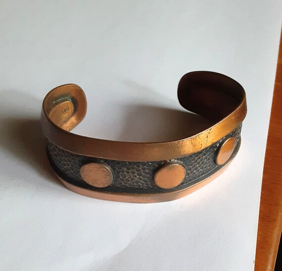 Solid Copper Cuff Bracelet: Vintage Unisex Jewelry - image 2