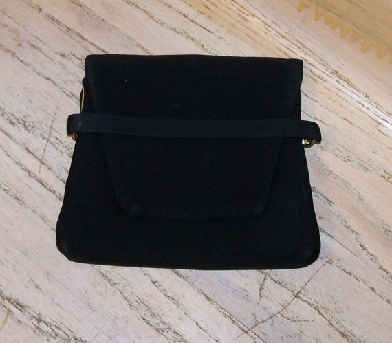 Black Clutch Purse Handbag 1940s Signed HL USA Vi… - image 4