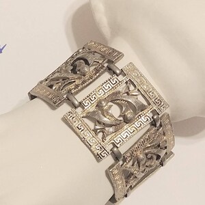 Bracelet Pulsera 916 Sterling Silver Russian Repousse Flower Panel Links Circa 1980s Vintage Jewelry Vendimia Joyeria Yours, Occasionally image 7