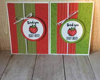 Set of (2) Thank You Berry Much Greeting Cards