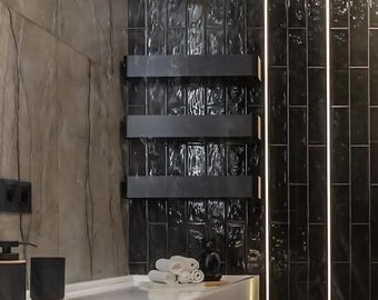 Black Metal Floating Shelves | Modern Bathroom Storage, Set of 3