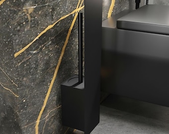 mattschwarzer Edelstahl Toilettenbürstenhalter | Moderner Badezimmer Organizer